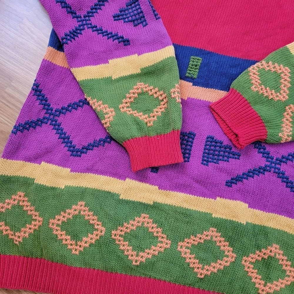 90s Bright Color Block Sweater - Picture 3 of 7